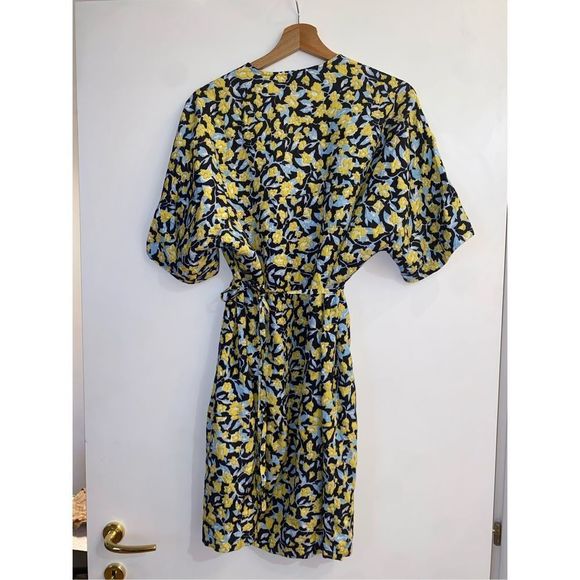 Christian Wijnants Blue and Yellow Floral Belted Dress Size Small, MSRP $725 - Picture 3 of 16